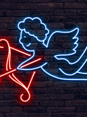 Cupid Bow & Arrow Neon Sign | Valentine's Day Sign | Gift for lovers | Gift For Her - Him | Love And Friendship Neon Sign | Romantic Sign