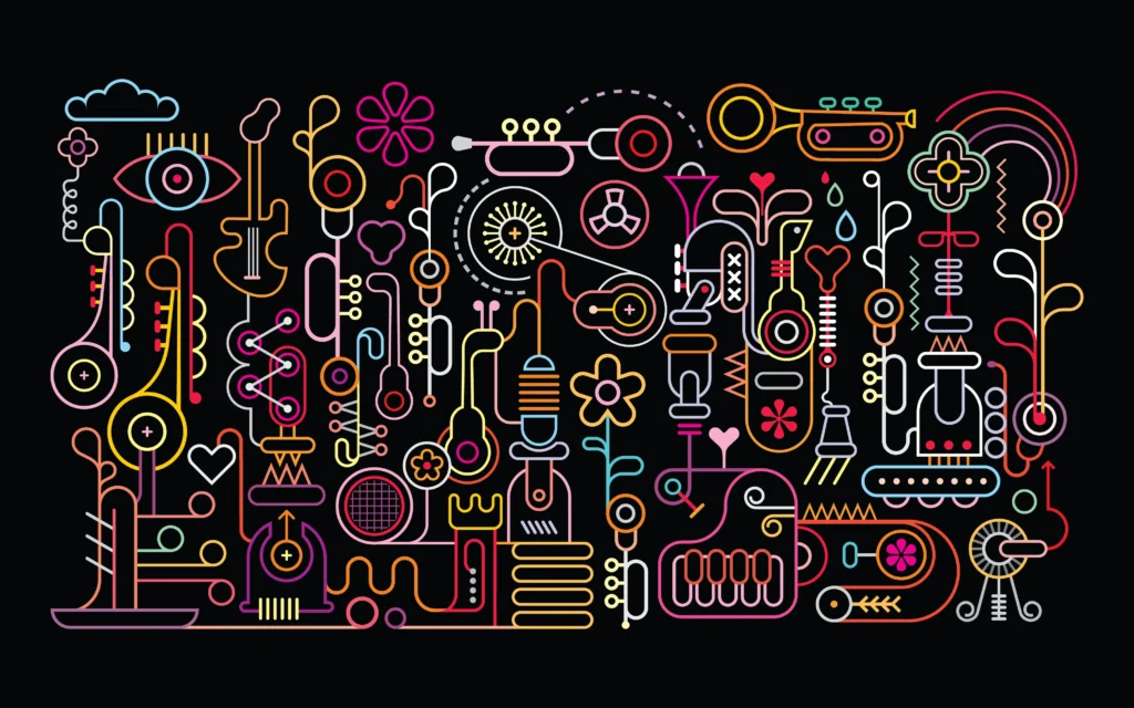music factory neon illustration
