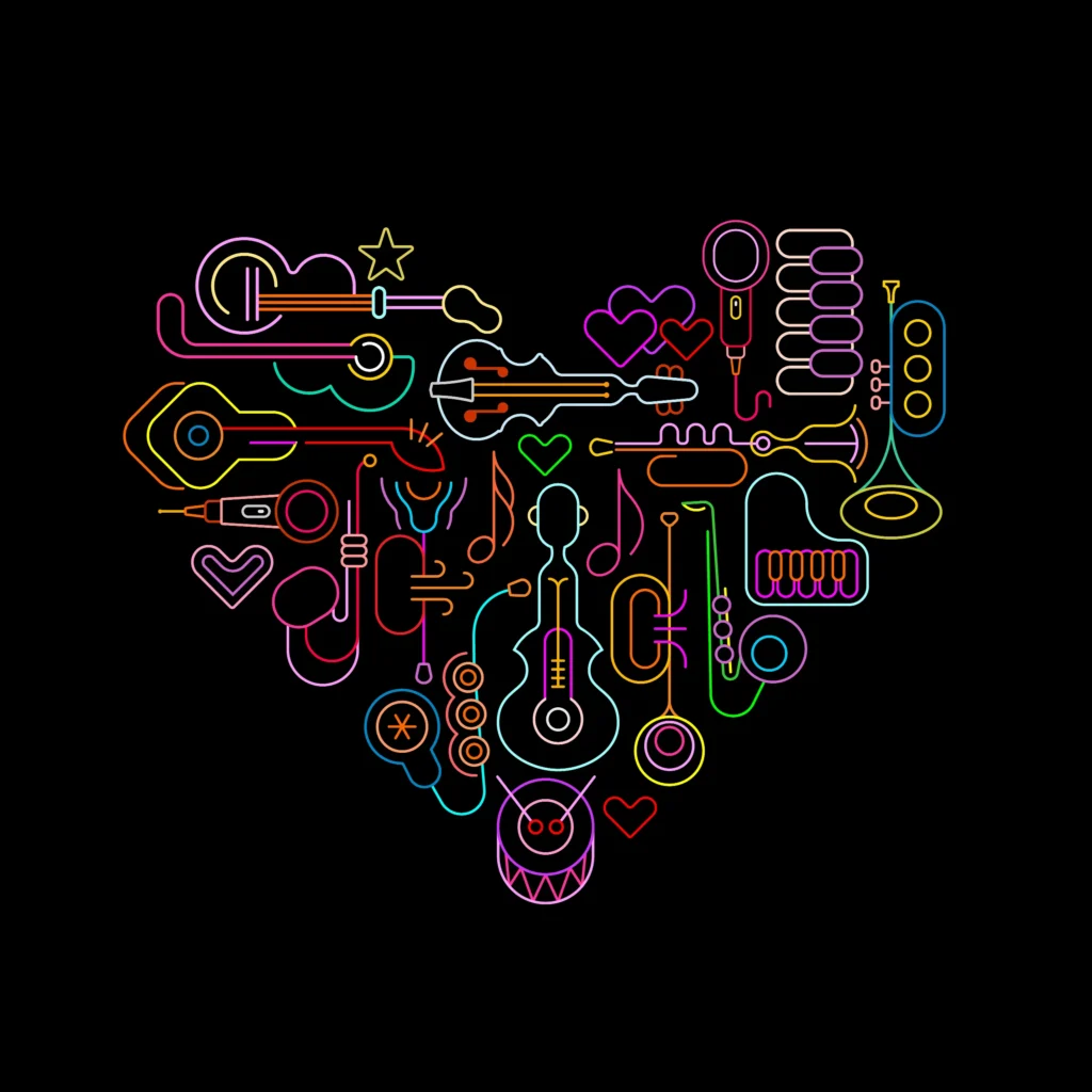 musical heart neon