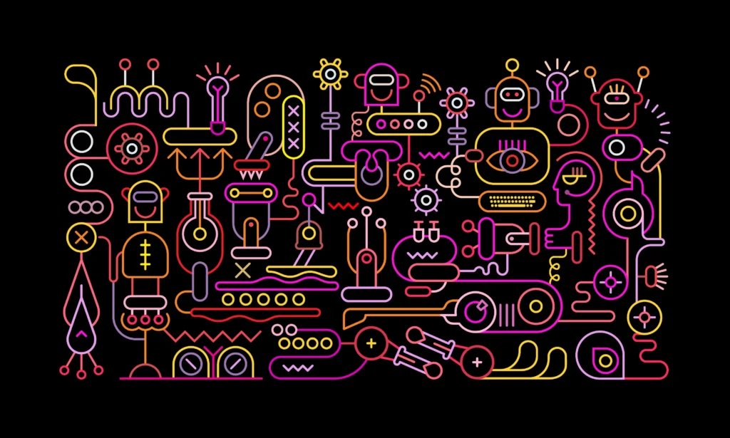 robot workshop neon