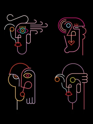 Abstract Portrait Neon Sign | Geometric Art Neon Sign | Abstract Signboard | Abstract Simple Shape Neon Sign | Abstract Minimalist Wall Art